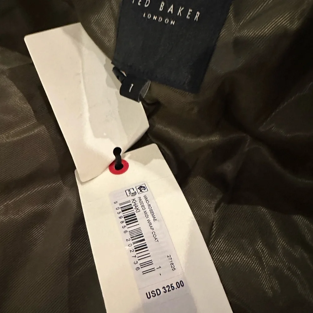 Ted Baker NWT Khaki Padded Midi Wrap Coat - Picture 11 of 14